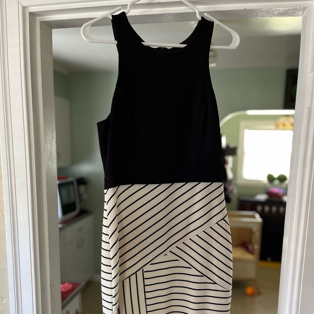Lulu's black with stripes Bodycon dress